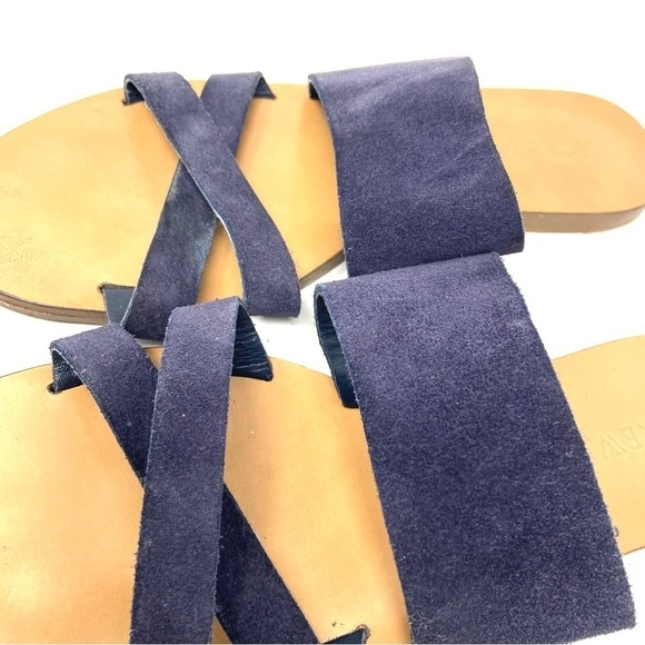 J. Crew Bali Navy Blue Suede Slide on Sandals Leather Sole Made in Italy Size 8 - Picture 7 of 8